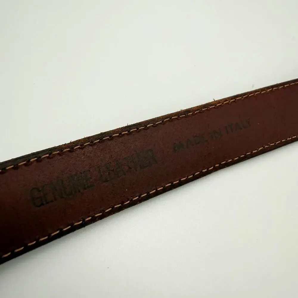 Nautica Leather Belt Brown Size 32 Made in Italy Vintage 90s Y2K Preppy Coastal